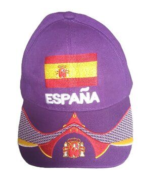 España Spain World Cup Champions Flag Embroidered Purple Baseball Cap Hat NWOT